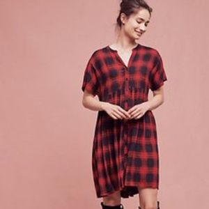 ANTHROPOLOGIE Grunge Babydoll Plaid Dress L